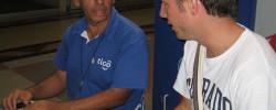 Kevin, my roommate, talking to a Tigo salesman