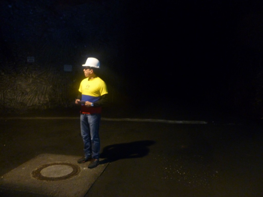 One of the workers at the Catedral de Sal, sending people toward the light show at the end of the tour. 