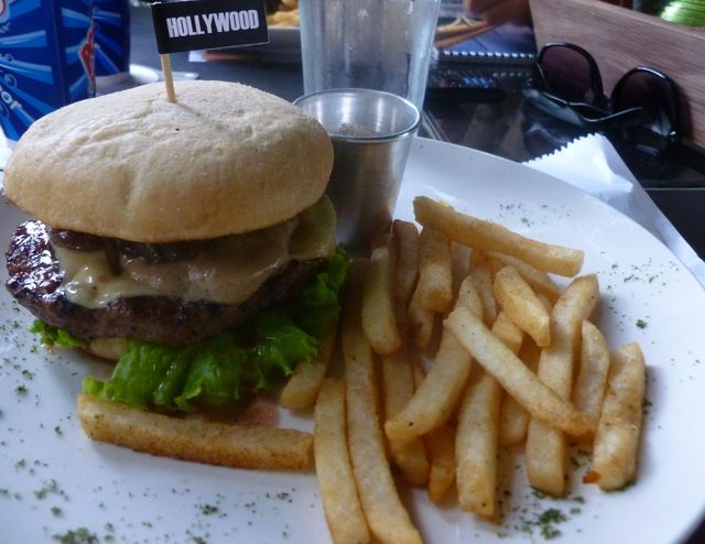 The Hollywood, a burger with caramelized onions and mushroom sauce, one of a handful of gourmet burgers at American Town. 