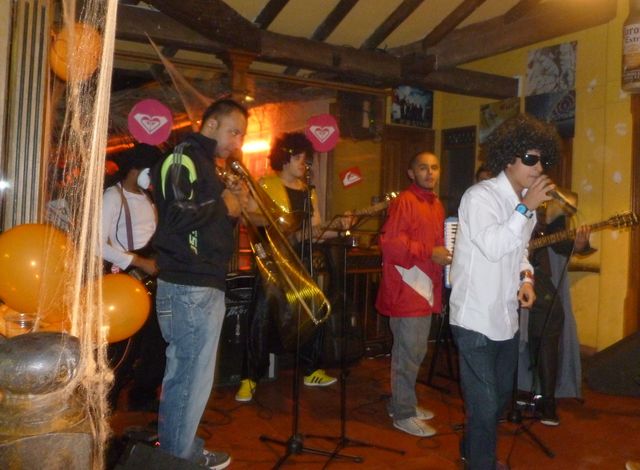 Live music is always welcome at a Halloween party. 