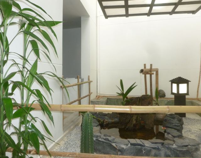 The bamboo garden is a nice part of the ambience. 