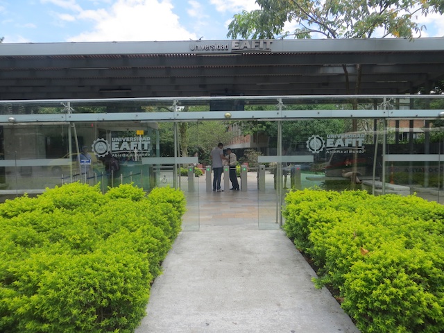 EAFIT entrance on east side of campus, close to the Languages office