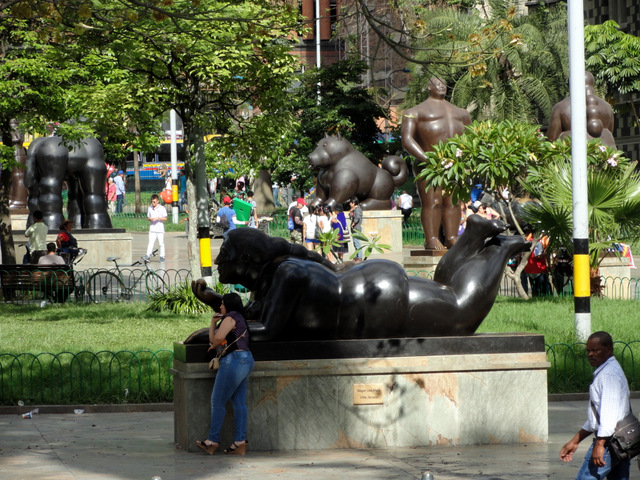 Botero sculptures Plaza Botero outside along with a collection of his bronze statues.
