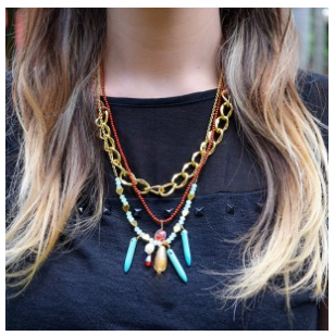 Colorful necklace that comes with matching earrings.