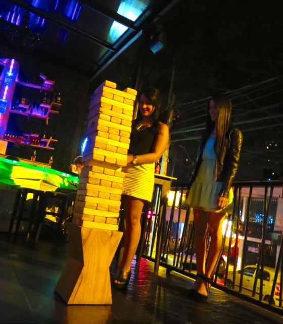 Giant Jenga is one of the fun things to do at Tree Bar. 