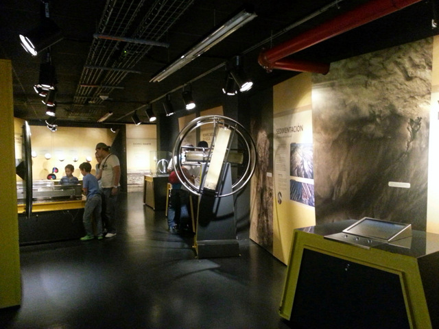 Interactive exhibits inside the planetarium.