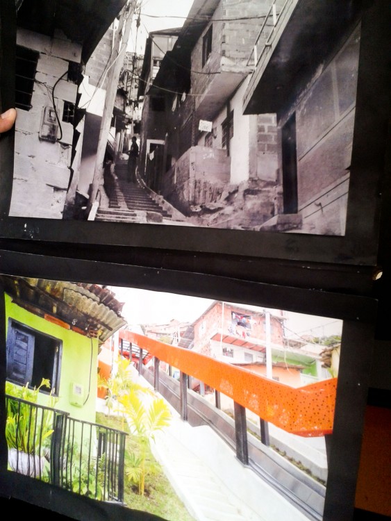 Before and after the escalators in comuna 13