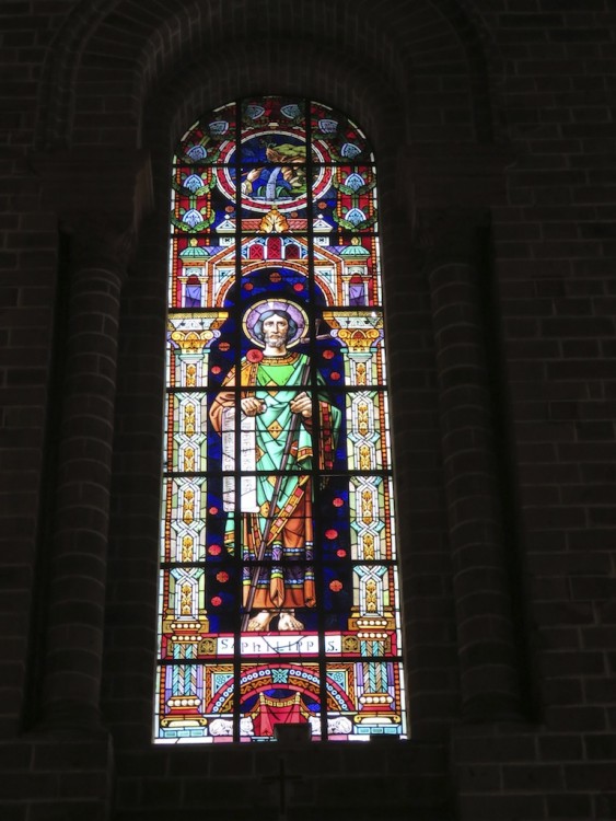 One of the stained glass windows 