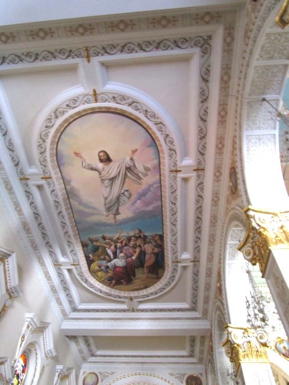 One of several murals on the ceiling of the church