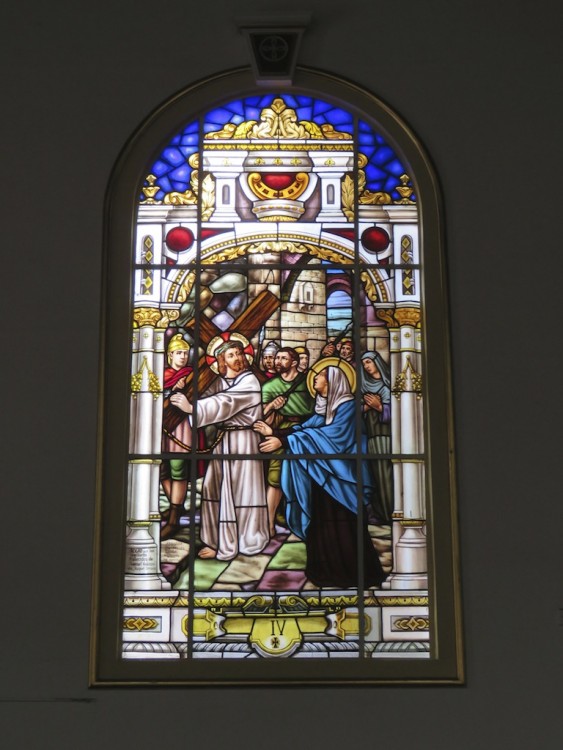 One of the stained glass windows in Iglesia de Santa Ana 