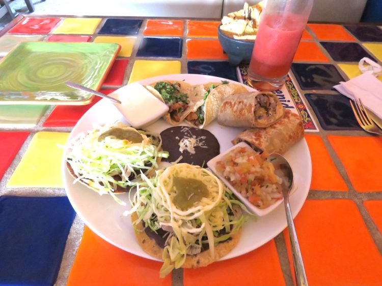 The Fiesta Mexicana 2 special plate - burrito, tostadas and tacos