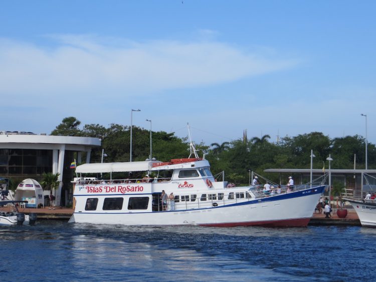 One of the tourist boats in Cartagena to nearby Rosario Islands