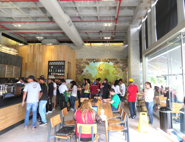 Inside the new Starbucks in Medellín