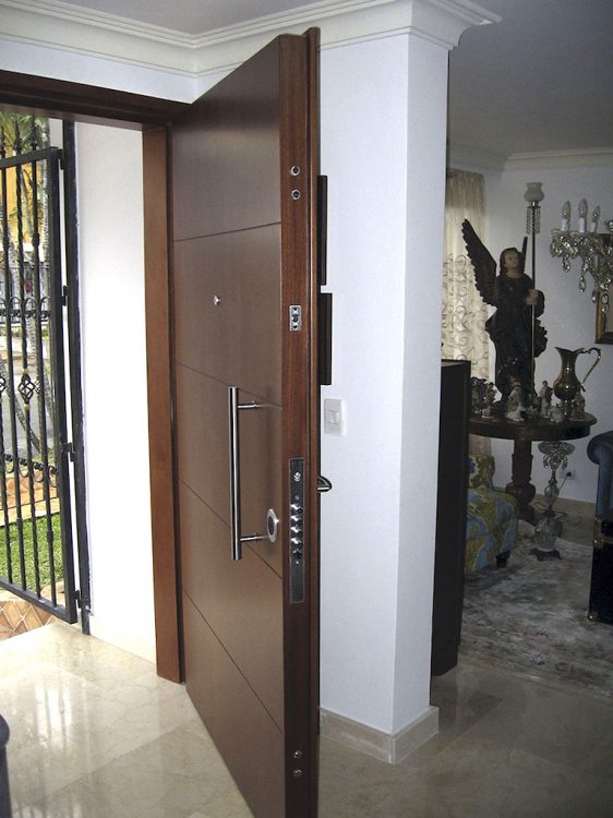 Typical Security Door With Wood Exterier