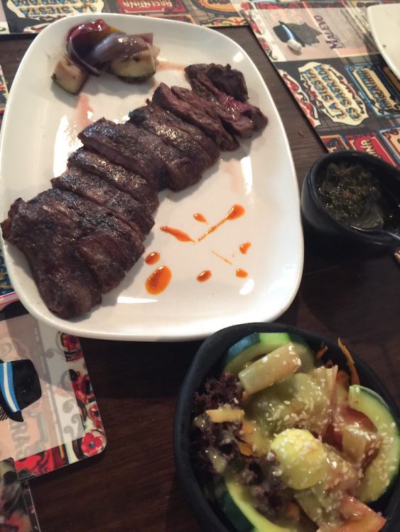 Entraña steak and salad