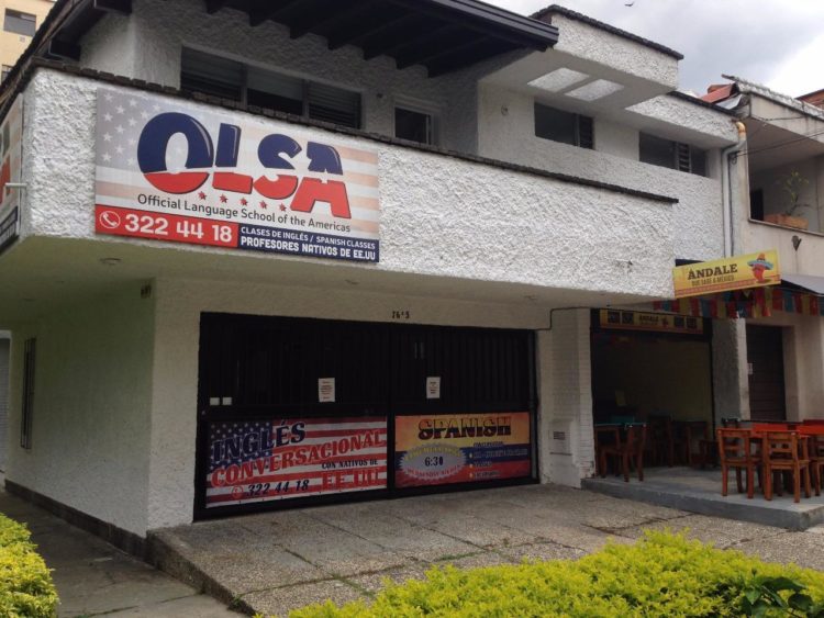 The exterior of OLSA. Note the attached Mexican restaurant.