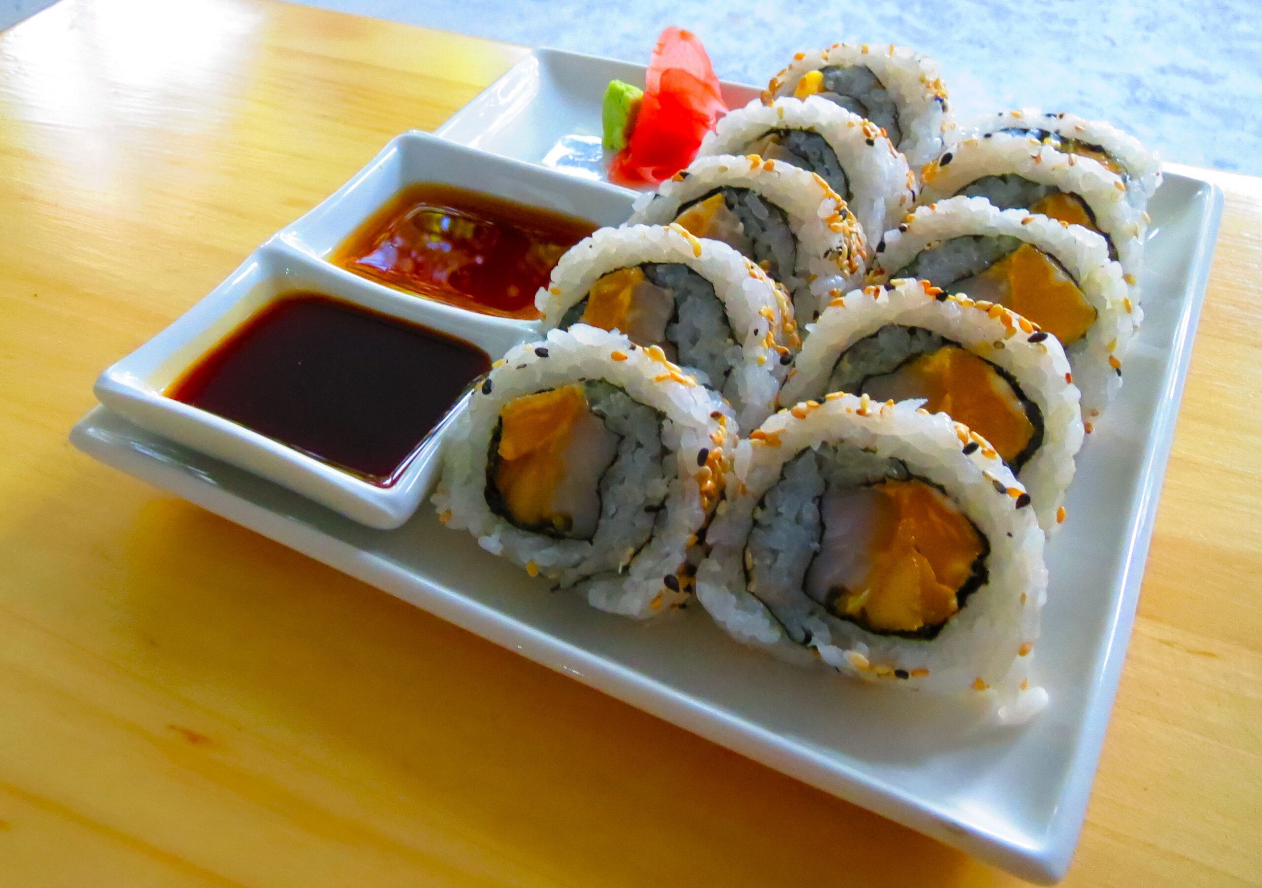 The newest sushi spot, Sushi Shop, caught my attention with its akako roll.