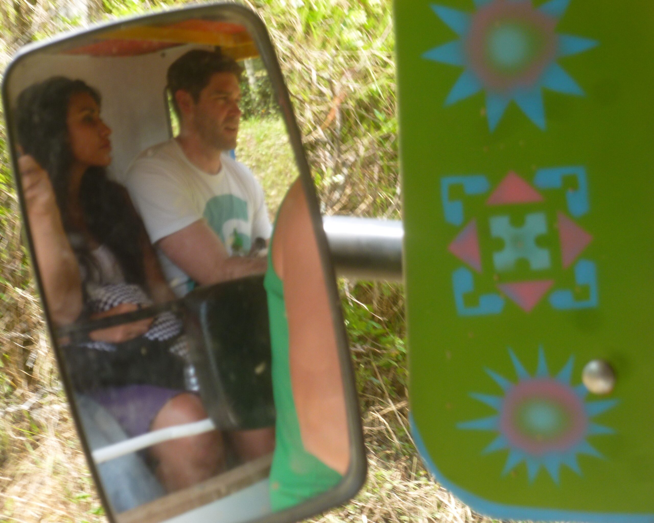 Maria and Yonkers, relaxing during the ride to the finca. 