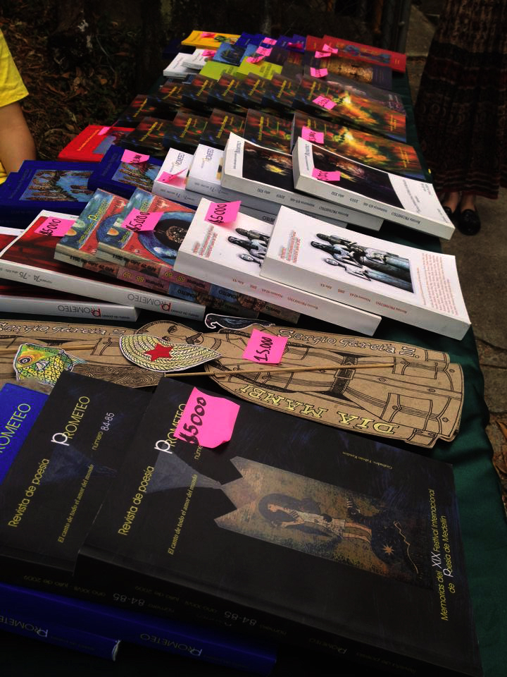 Book stand at the entrance of the Carlos Vieco theatre in Cerro Nutibara