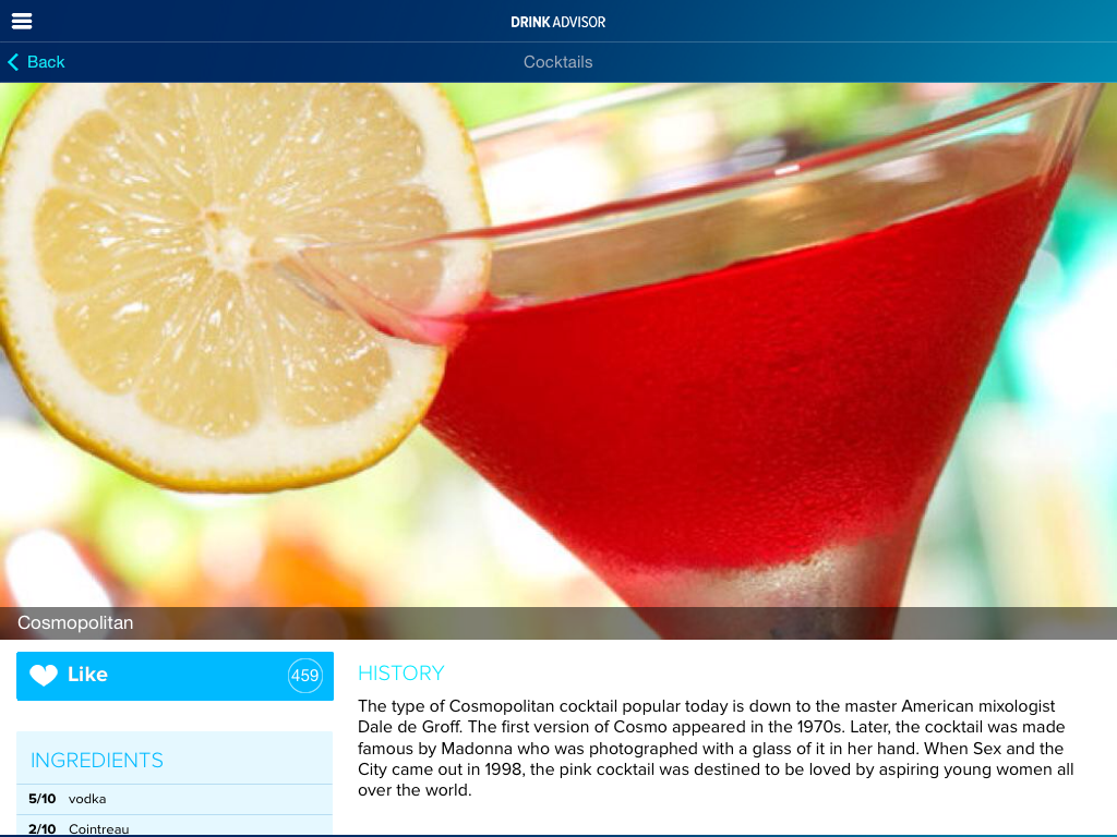 DrinkAdvisor app