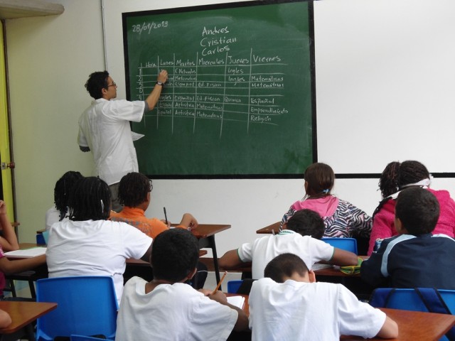 Children learning at one of the education projects