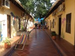 The colorful courtyards inside the hostel