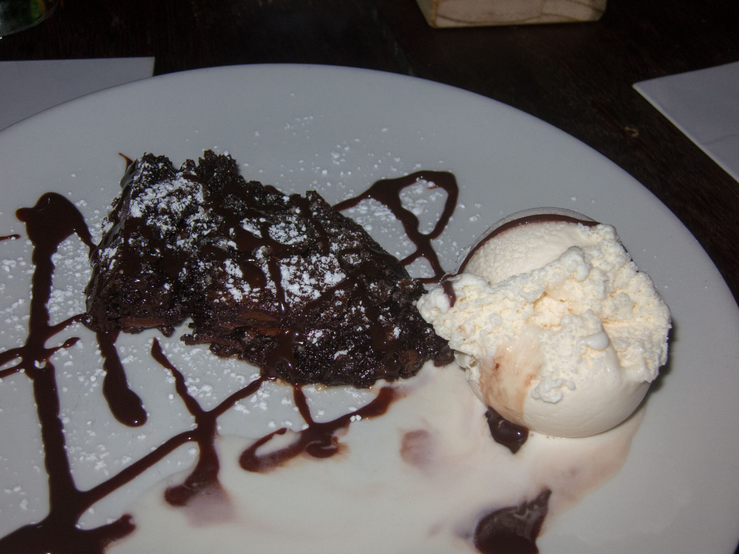Warm brownie with vanilla ice cream