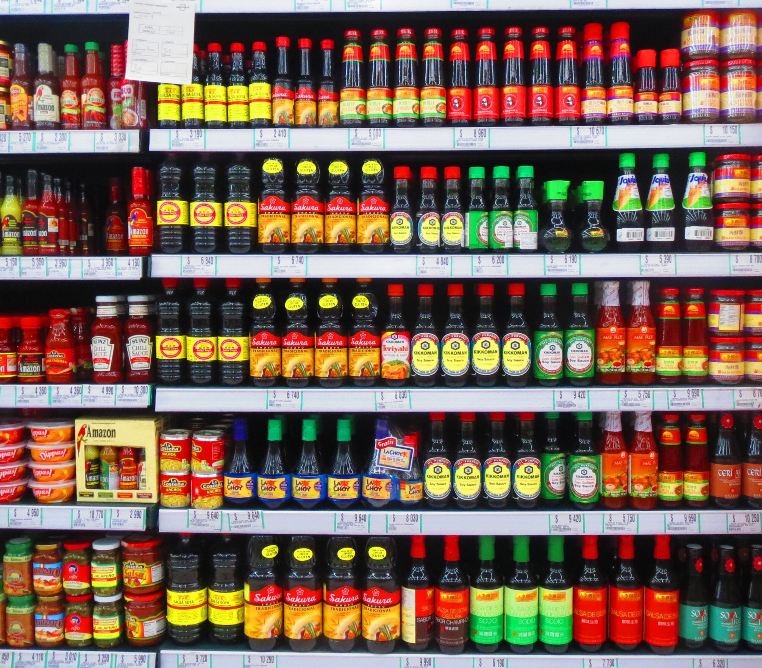 Jumbo has quite a selection of sauces and spices. 