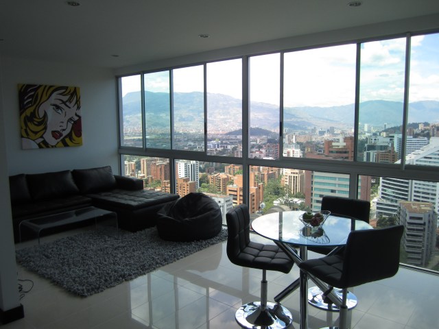 A typical furnished apartment living room