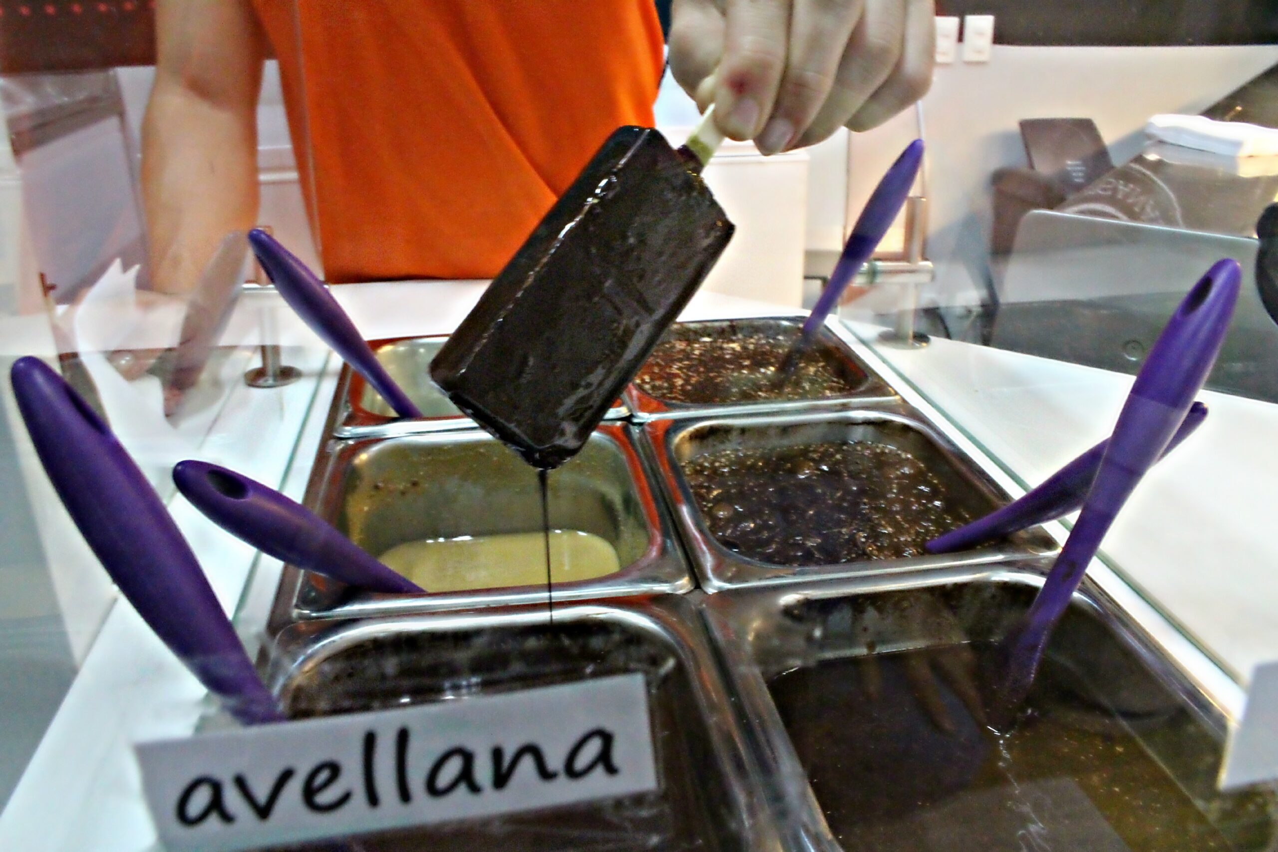 Dipping my ice cream in dark chocolate