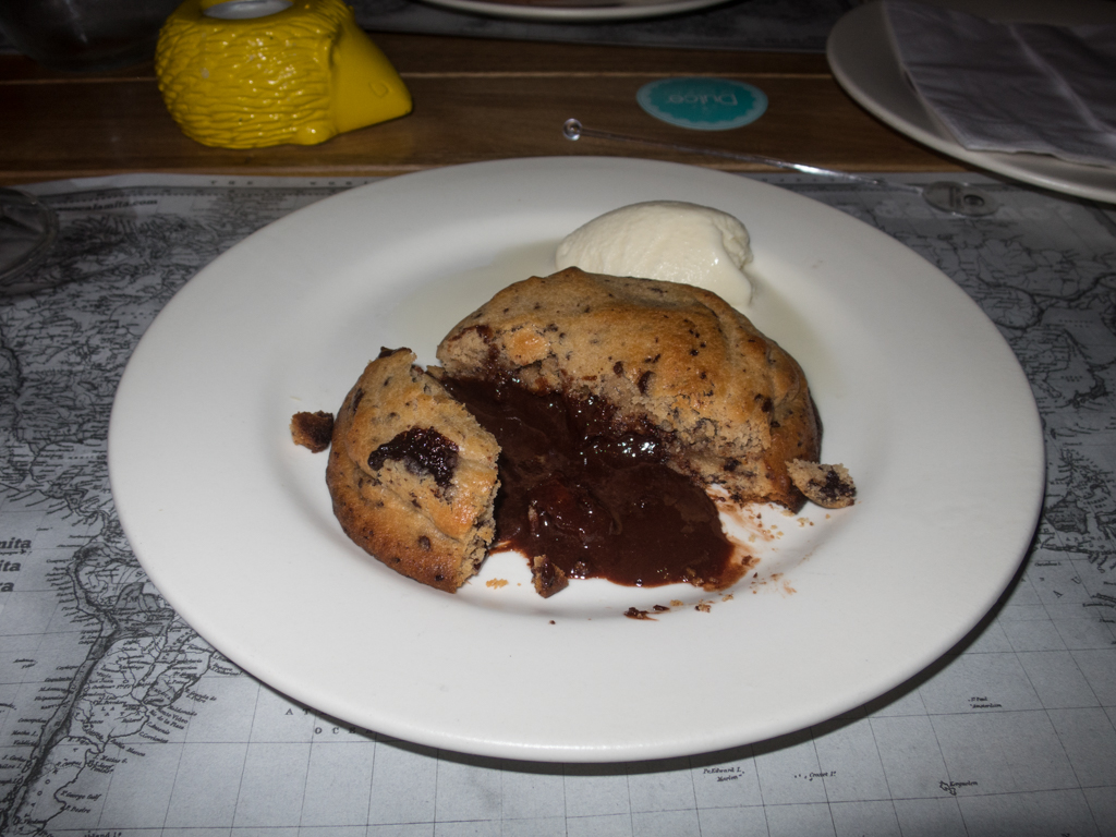 Warm chocolate chip cookie