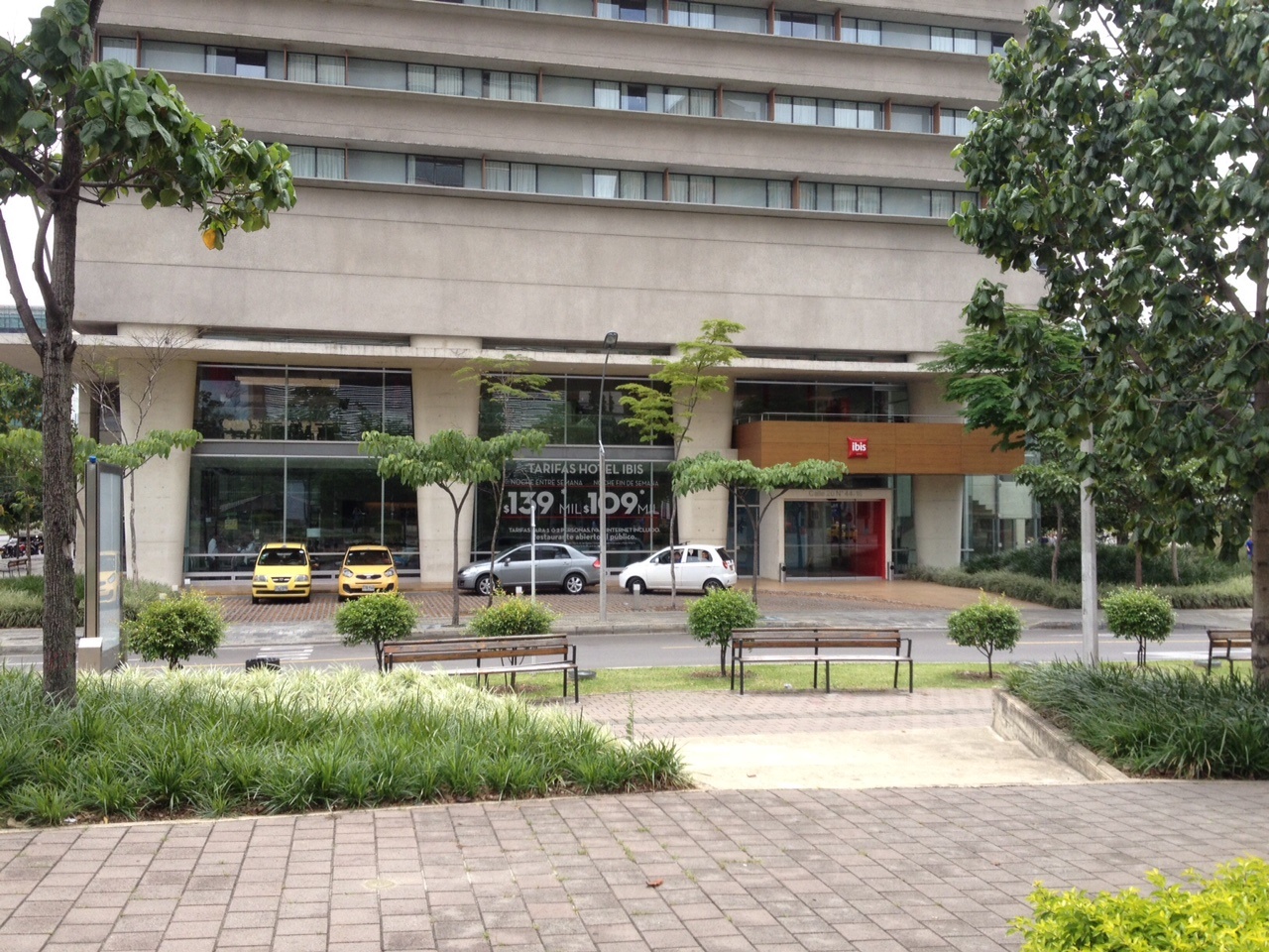 The exterior of the Ibis Hotel