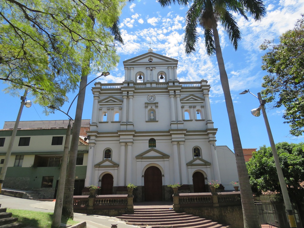 The facade of Iglesia de Nuestra Senora de los Dolores in Robledo
