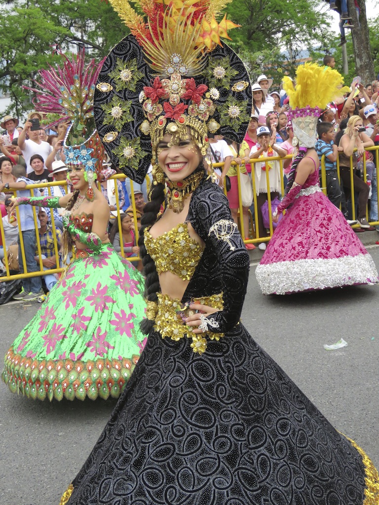 Dancers in 2015 Desfile de Silleteros with colorful dresses