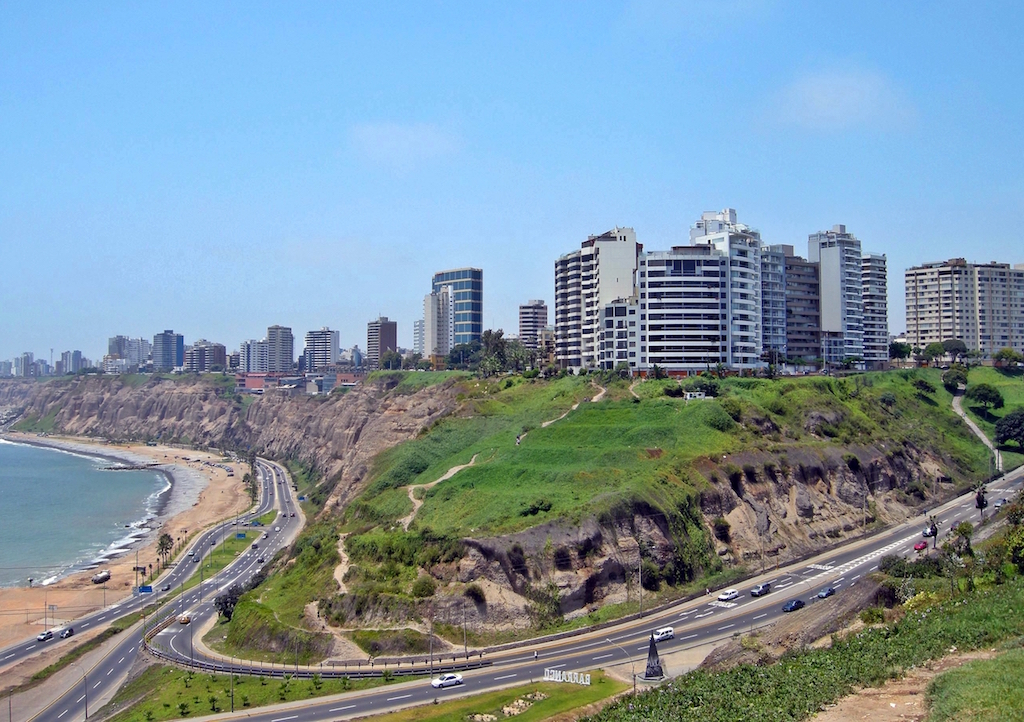 Miraflores in Lima from the coast, photo by David Baggins