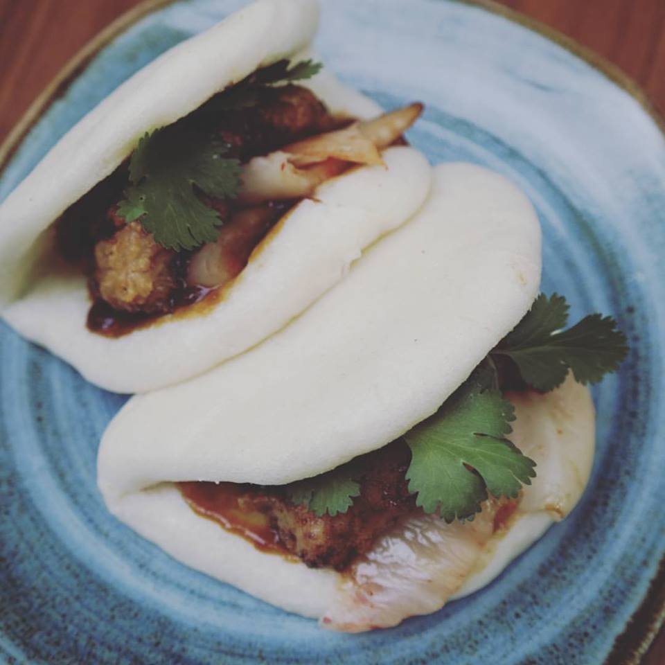 Homemade kimchi in a nice soft bun