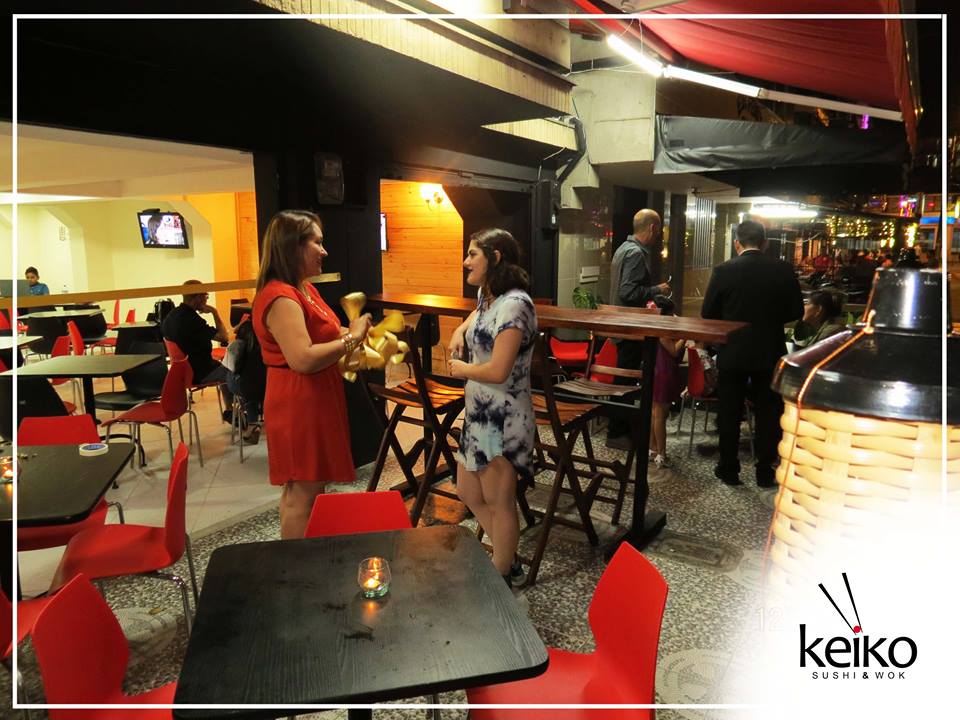 Enjoying the patio area at Keiko