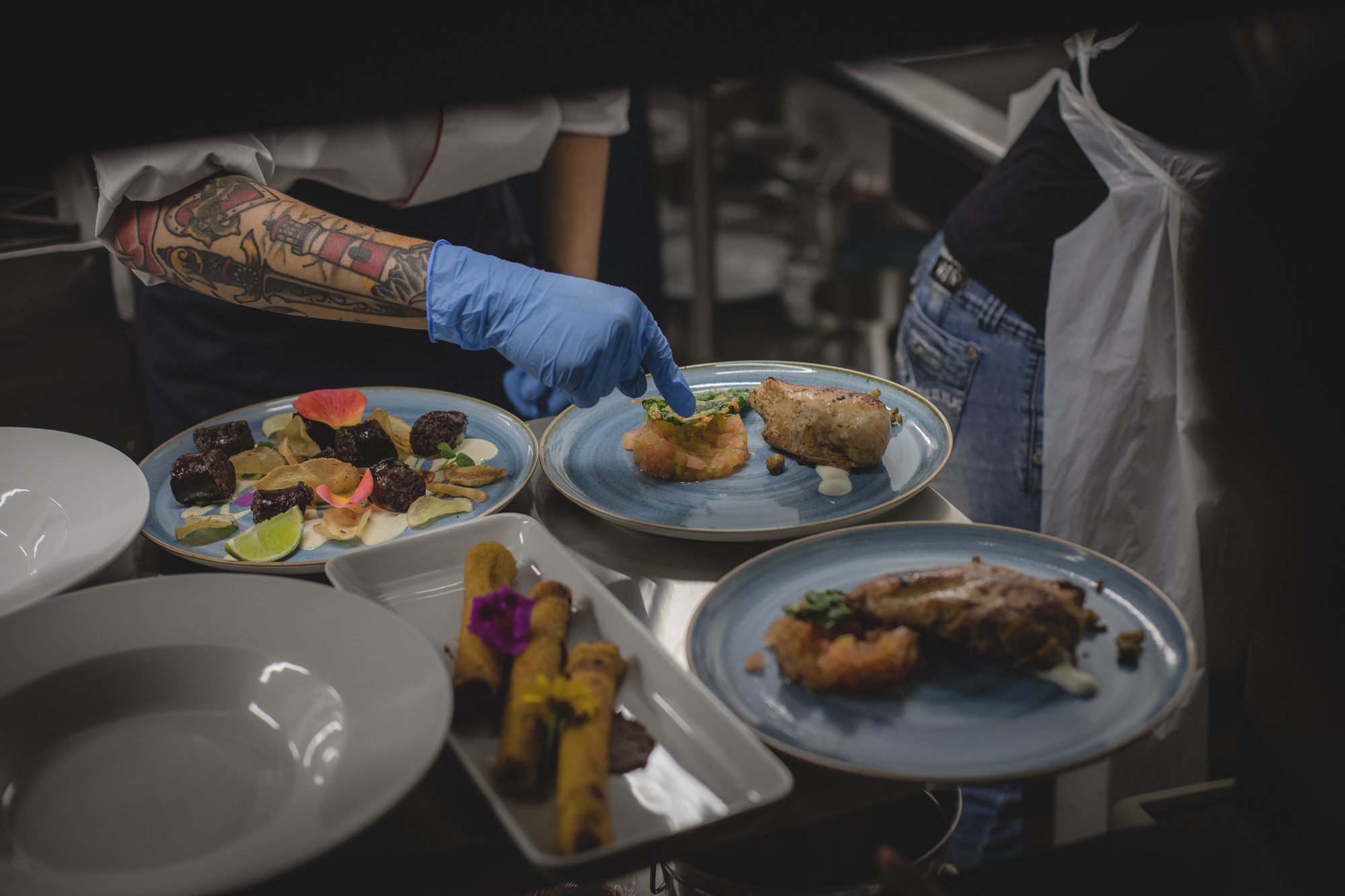 The chef creating her culinary art backstage
