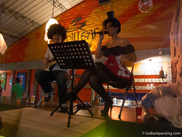 Live performers dressed up for Halloween