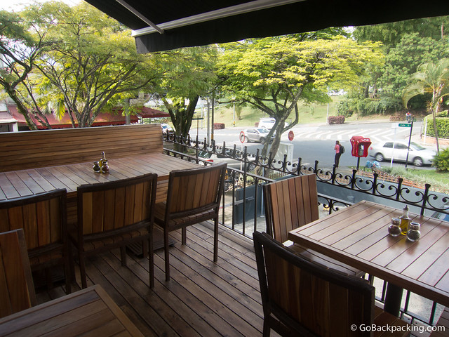 The outdoor seating is great for people watching