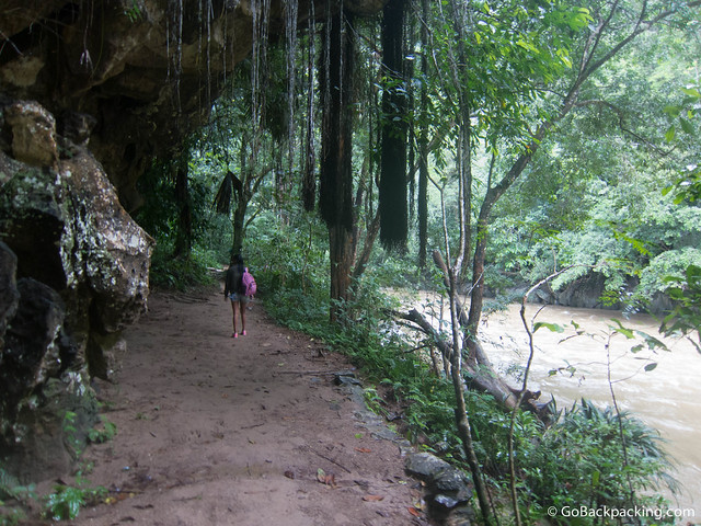 Viviana walking back to the hotel for breakfast