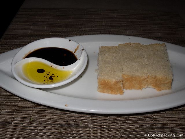 Fresh bread with olive oil and a homemade balsamic sauce