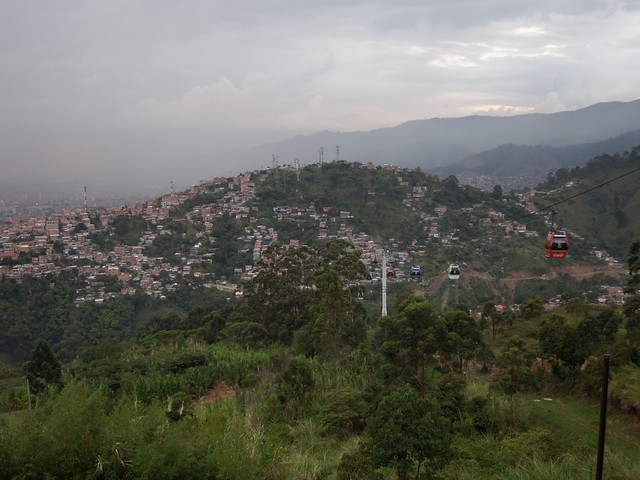 Comuna 13 View across Comuna 13 from La Aurora station, with rain moving across the central valley in the distance