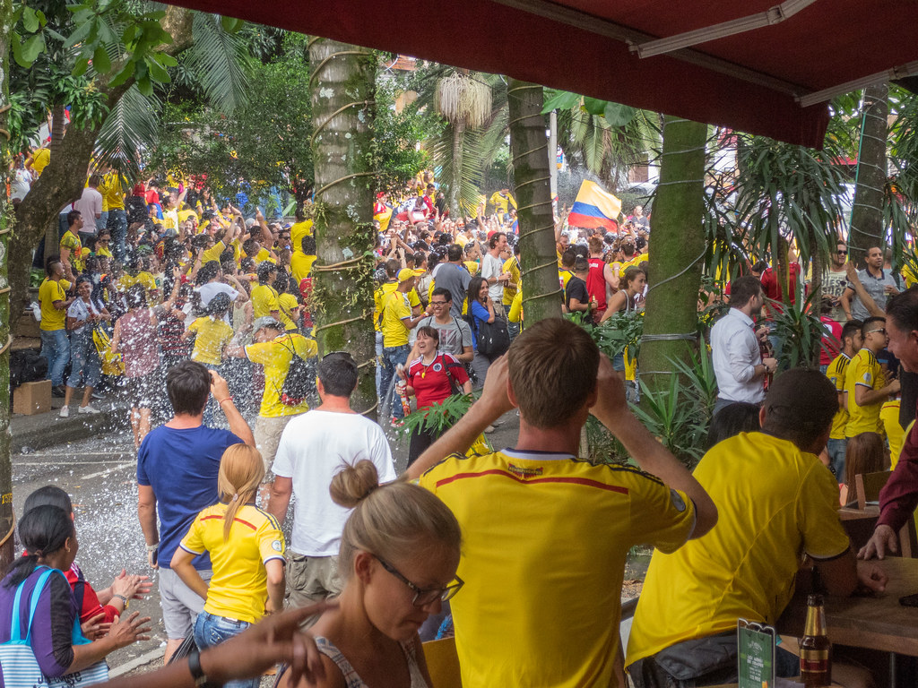 Colombia scores against Japan, and the crowd erupts 