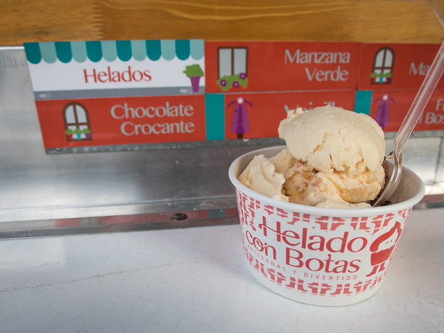 Scoops of salted peanut and chocolate ice cream