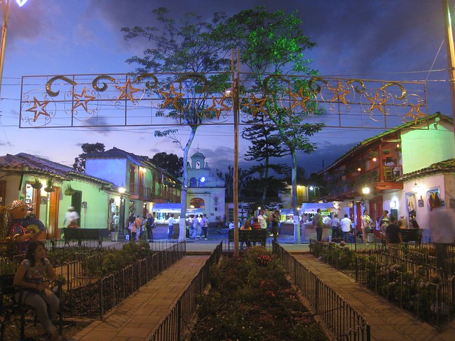 January 2009 sunset from Pueblito Paisa. Christmas lights are still waiting to be taken down.