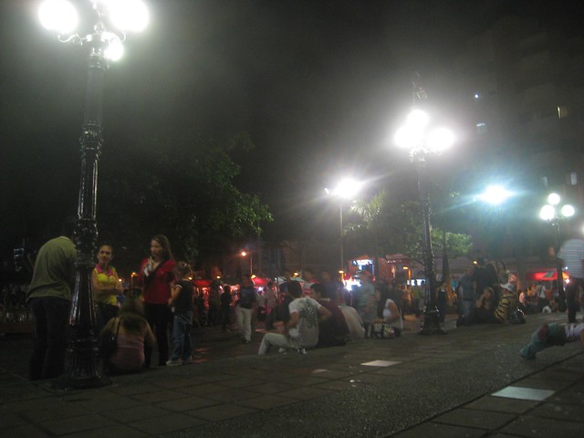 Teenagers hanging out in Parque Envigado