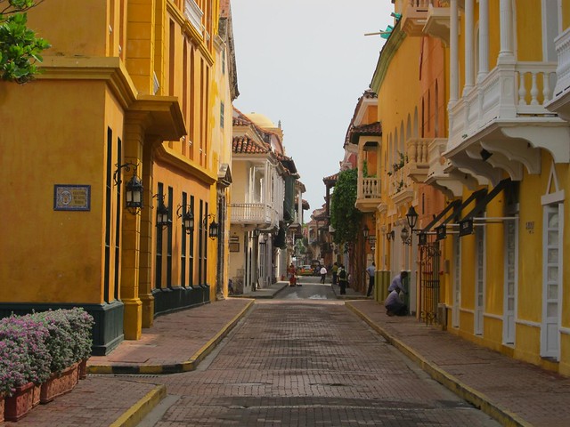 Colorful street in Cartagena Colorful street in Cartagena
