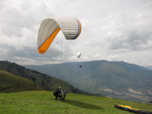 Drew and the instructor start walking for their takeoff.