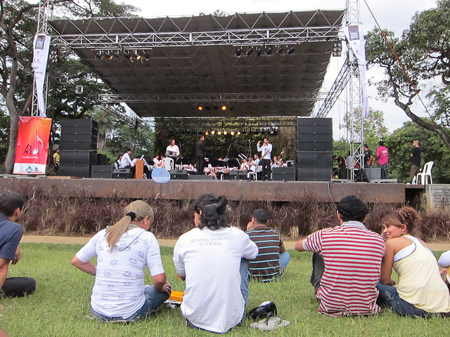 Watching the Argentine tango performance on the big stage.